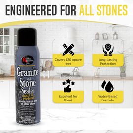 Rock Doctor Granite Sealer for Marble, Stone, and Tile Countertops, Streak-Free Finish with Stain Resistant Moisture Protection, Interior and Exterior Use, Pack of 1