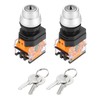 uxcell 2 Pcs 22mm 2 Position Key Locking Push Button
