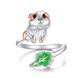 JERWLI Guinea Pig Gifts 925 Sterling Sliver Guinea Pig Rings Guinea Pig Jewelry Gifts for Women