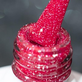 BURANO Red Reflective Glitter Gel Nail Polish, UV LED 7.3ml Sparkle Nail Polish Holographic Glitter Gel Curing Need for DIY Home S25