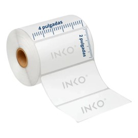 5 Rollos Etiqueta Térmica 4x2 102x51 Mm 1500 etiquetas p/rollo con pleca precorte para precio descripción y Full Color Blanco INKO