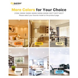 Ensenior 6 Pack 4 Inch LED Recessed Light, Dimmable, 5000K Daylight, 750LM High Brightness, 9W 120V, Damp Rated, Ultra-Thin Canless Wafer Ceiling Light - ETL & FCC & IC