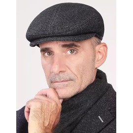 Ardorion Men's Peaked Cap Lined Flat Cap with Ear and Neck Protection Autumn Winter Hat with Ear Flaps Peaked Cap with Fold-Out Ear Protection Flat Cap, gray