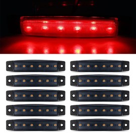10pack 12V Smoked Red LED Trailer Marker Lights 3.8" Side Marker Clearance Light Bar Front Rear Signal Indicator Light Strip Waterproof for Trailer Truck Van Pickup ATV UTV RV