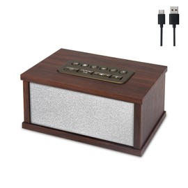 HONGUT Wooden White Noise Sound Machine with Bluetooth Speaker, Rechargeable White Noise Machine with 70 Smoothing Sound& Timer, Portable Sound Machine for Travel,Office Privacy,Concentration,Sleep30W