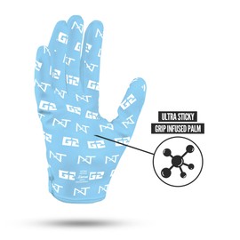 Nxtrnd G2 Pro Football Gloves, Men's Ultra Sticky Elite Receiver Gloves (Columbia Blue, Large)