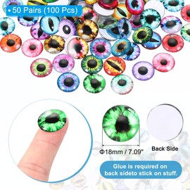 PATIKIL 18mm Dragon Eyes, 100 Pcs Round Glass Eyes Animals Crochet Eyes for Clay Doll Making Craft DIY Findings Jewelry Making, Multicolored