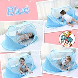 Spacnana Mosquito Net Tent, Portable Foldable Baby Bed Mosquito Net, Newborn Sleep Bed, Travel Bed for Baby and Children (Sky Blue, Green)