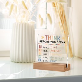 Mental Health Decor, Think Before You Speak Acrylic Desk Plaque Sign for Therapy Office School Counseling Office Classroom Decor, Mental Health Gifts, Therapy Office Must Haves