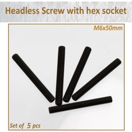 AERZETIX - C76099 Set of 5 Clamping Screws without Head M6 x 50 mm with Concave End and Hexagon Socket Shell - Steel - Colour Black