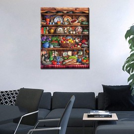 Kitchen Scenery Paint by Numbers Kits with Brushes and Acrylic Pigment Food Bread Oil Painting for Adults, Kitchenware Paintwork Arts Crafts Project Home Decor Gifts 16''x20'' Gift( Framedless)