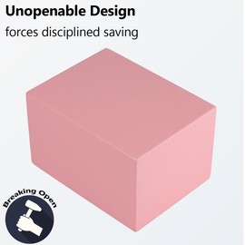 EIENHOSHI Unbreakable Piggy Bank for Adults, Must Break to Open Disposable Money Bank, Forced Savings Box with Sturdy Design, Cash Saving Container for Adults, Pink