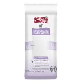 Nature's Miracle Deodorizing Bath Wipes for Dogs, 100 Count, Lavender Scent
