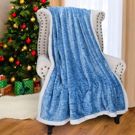 Catalonia Classy Sherpa Throw Blanket, Soft Fluffy Cozy Fleece Blanket, Warm Thick Velvet Plush Couch Sofa Throw, Plush Winter Single Bed Blankets for Adults Child, 150 x 130 cm, Melange Grey