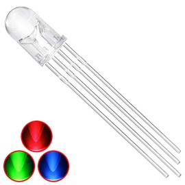 Youmile 100pcs 5mm LED Light Emitting Diode Common Anode 4Pin RGB Tri-Color (Red/Green/Blue) Transparent LED Lamp for Arduino, PCB