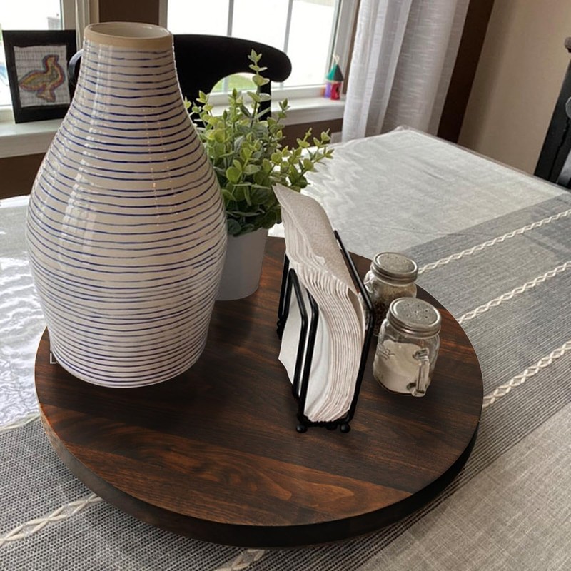 MAGIGO 15 Inches Black Walnut Wood Lazy Susan, Solid Wooden