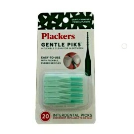 Plackers Gentle Piks 20-Pk SuperSoft Interdental Picks for Food & Plaque Removal