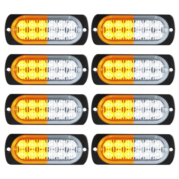 DOCAS LED Strobe Emergency Lights, 8X Amber White 12 LED