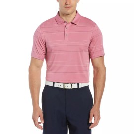 PGA Tour Golf Men's Pro Series Tri-Color Fine Line Polo Shirt - Rose Bouquet - M