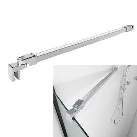 Stainless Steel Wall-to-Glass Support Bar, 23 2/3"(600mm) Long Fixed Rod for Frameless Shower Door Panel, Brackets for 5/16"(8mm) to 3/8"(10mm) Thick Glass, Polished Silver
