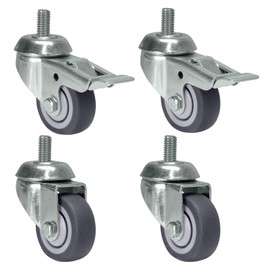 Furniture Castors with Brake Transport Wheels with Back Hole - Swivel Castors 50 mm Heavy Duty Castors Non-Trace Rolling Castors for Furniture Work Table Workshop Small Wheels Rolling Board Transport
