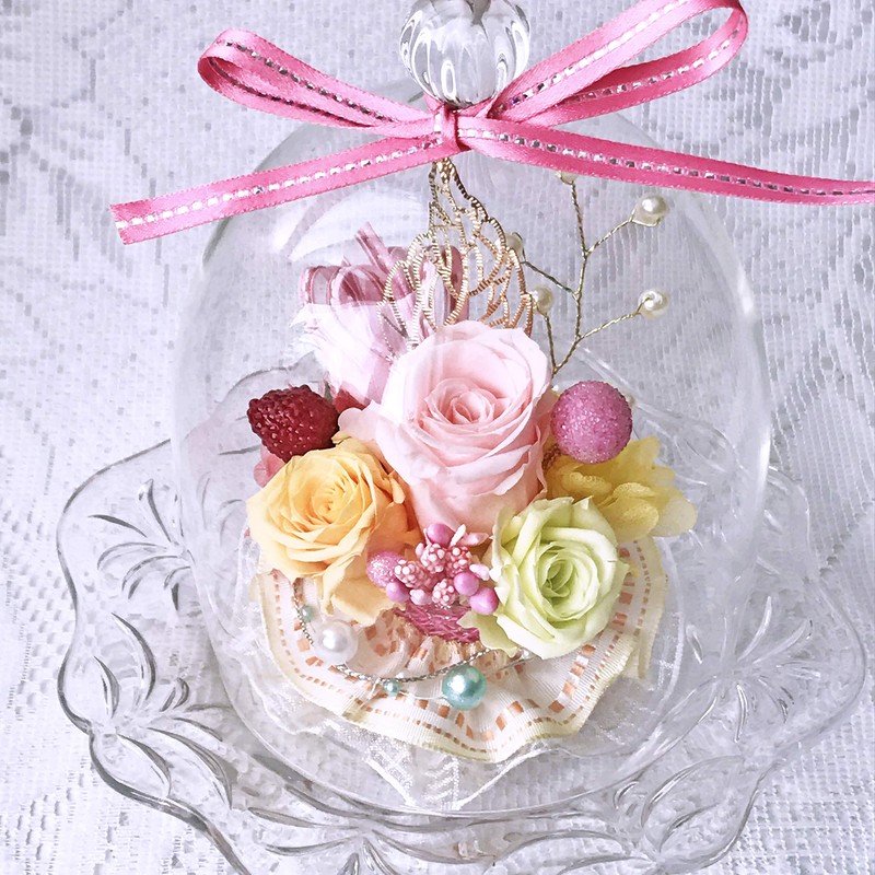 NEW 3 Diana Roses Preserved Flowers, Glass Dome Display, Purple