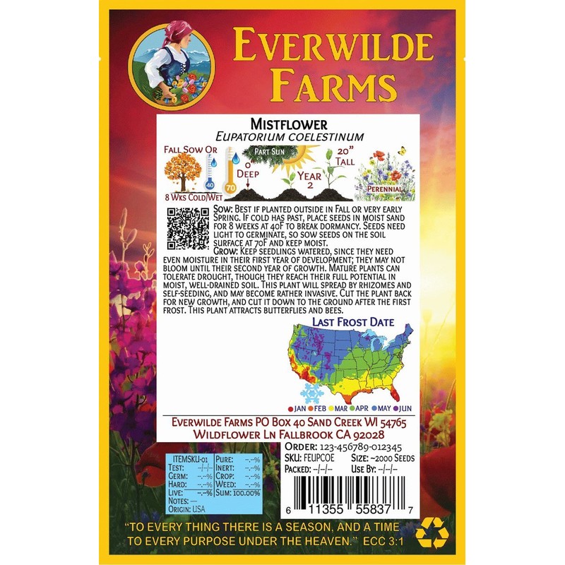 Everwilde Farms - 2000 Mistflower Native Wildflower Seeds - Gold