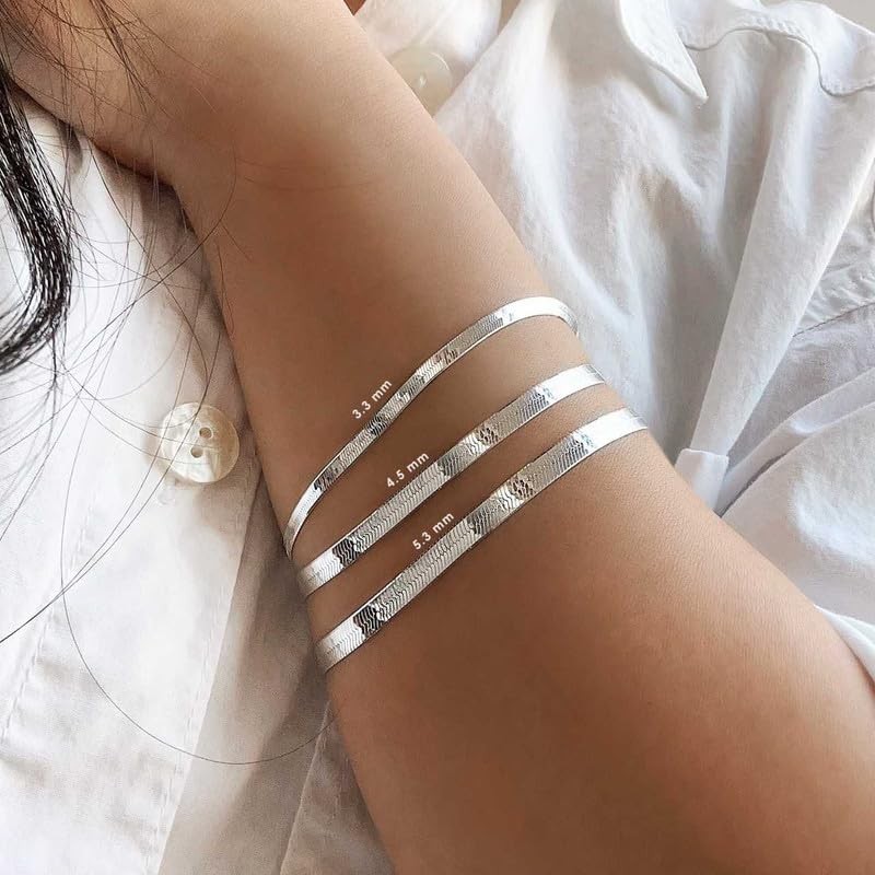 Women's Herringbone Bracelet - Italian 925 Sterling Silver Bracelets for