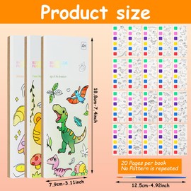 OSDUE 3 Pack Watercolour Colouring Book, Colouring Book with Watercolours for Toddlers, Watercolour Painting Paper for Children Aged 1-4, Magic Book, Craft Gift for Drawing (20 Pages)