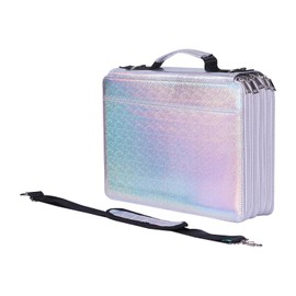 Shulaner 500 Colored Pencil Case Organizer with Zipper Large Capacity Flower Pen Holder Bag for Artist (Silver Glitter, Small Slots)