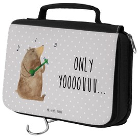 Mr. & Mrs. Panda Toiletry Bag Bear Guitar, gray, Hand Drawn