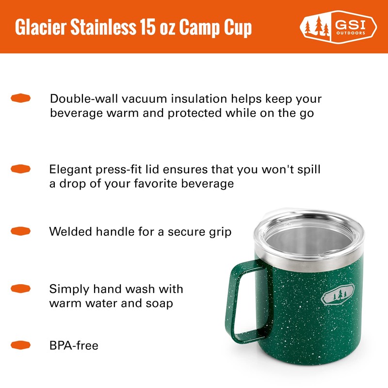 GSI Outdoors 63252 Glacier Stainless 15 Fl Oz Camp Cup,