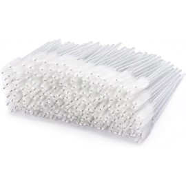 200 varitas desechables para rímel, brocha de cristal para extensiones de pestañas, brocha de cejas de pestañas, kits de maquillaje aplicador de varita de pestañas (blanco)
