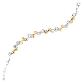 Silpada 'Dimming Lights' Sterling Silver with 14K Yellow Gold Plating and Hematite Bead Bracelet, 7.5" + 1" (6mm)