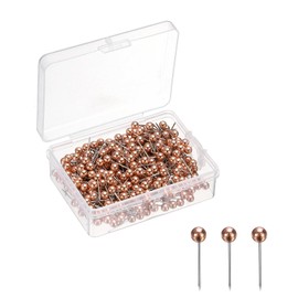 uxcell 400 Pcs Push Pins, Map Thumb Tacks 4mm Round Head Decorative Push Pins for Bulletin Board Home Office Travel Wall DIY Crafts Map Photo, Rose Gold