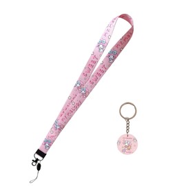 XMKYH Adorable Anime Kawaii Pink Bunny Lanyard Keychain - Cute and Fun Accessory for Anime Fans