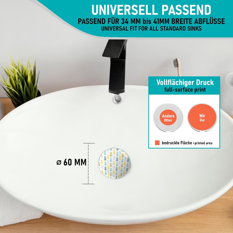 arteneur® Pop-Up Sink Plug with Sea Turtles Motif, Drain Strainer,
