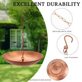Voltogar Rain Chain Basin, Anchoring Basin for Rain Chain, Metal Bowl for Rain Chain Downspout Gutters, Rain Basin for Outdoor Garden, Lawn & Patio Water Feature, 11 Inches Diameter, Gold