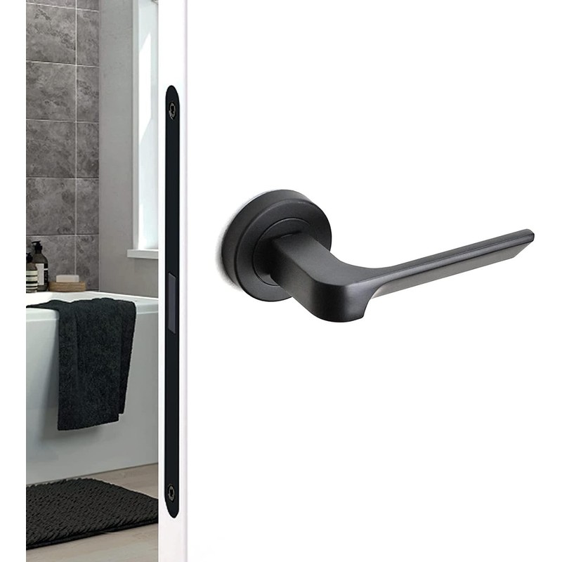 Decoranddecor Mirage Matt Black Internal Door Handles Lever On Rose