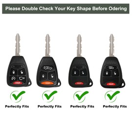 T-carbon Carbon Fiber Key Fob Cover Compatible with Jeep Wrangler Grand Cherokee 2005-2018, Compatible with Dodge Charger Durango Ram 2004-2013, Compatible with Chrysler 3 4 5 Buttons Key Fob(Black)