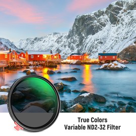 NEEWER 55mm True Colors Variable ND Filter ND2-32 (1-5 Stops) Limited Neutral Density Filter with Putter, Multi Coated HD Optical Glass/No X Cross/Aluminum Frame/Water/Scratch/Fingerprint Resistant