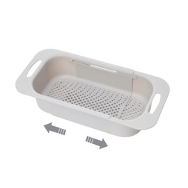 Extendable Over the Sink Colander Strainer Basket, Collapsible Strainer Drainer Basket for Kitchen, Wash Vegetables and Fruits, Drain Cooked Pasta and Dry Dishes, Expandable L14.5-19.6 Inch (Gray)