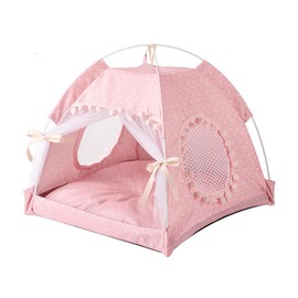 pawstrip Dog Tent Indoor Cat House Pink Puppy Bed Portable Pet Teepe Princess Dog Camping Tent Outdoor Kitten Houses Cute Bunny Nest Girl Kitty Cave (S, Light Pink)