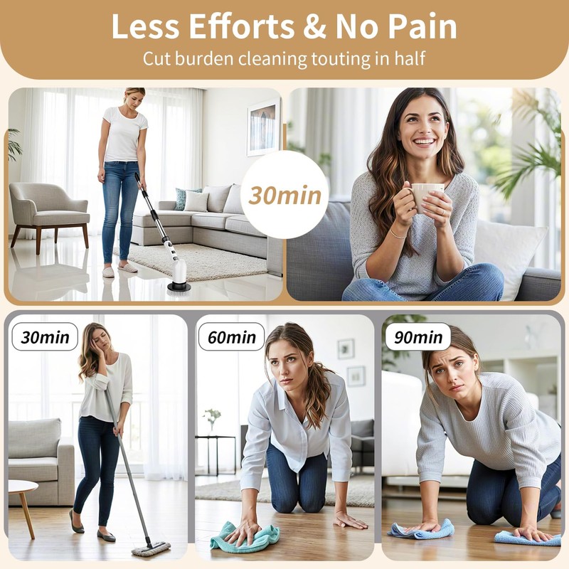 Electric Spin Scrubber for Cleaning Bathroom,Cordless Power Shower Scrubber -