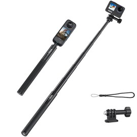 VRIG TP-13.131 cm Extension Selfie Stick for INSTA360 for GoPro 11 10 9 8 7, Insta Insta360 One X2 X One R EVO Action Cameras, Smartphone Gimbal Extension Pole for Sports Cam, Black