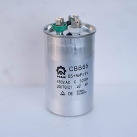 PS&W 65/5 uF 65+5 MFD 370VAC or 440VAC Dual Run Start Round A/C Capacitor CBB65 CBB65B Air Conditioner Capacitors for AC Unit Fan Motor Start or Heat Pump or Condenser Straight Cool