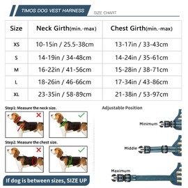Timos No Pull Dog Harness, Release at Neck Reflective 3 Snap Buckles Adjustable No Choke Pet Vest with Front & Back 2 Leash Clips, Soft Padded Control Training Handle for Small Medium Large Dogs