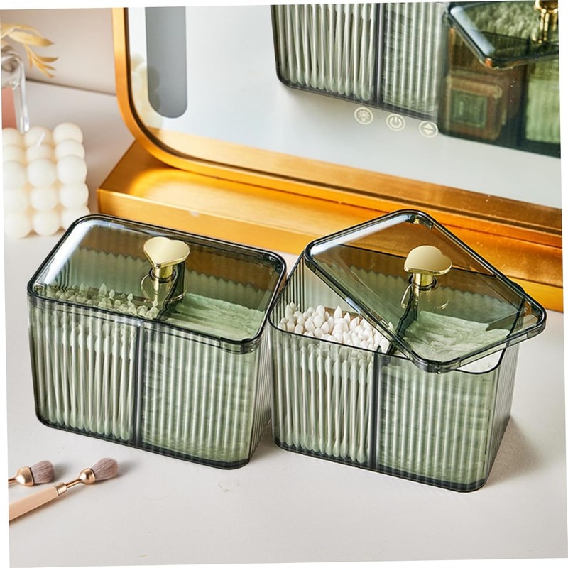 3 Grids Apothecary Jar Organizer, 1Pc 3-Section Cotton Ball Swabs