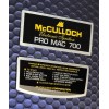 McCULLOCH PRO MAC 700 Electronic Ignition Chainsaw Filter Cover Decal