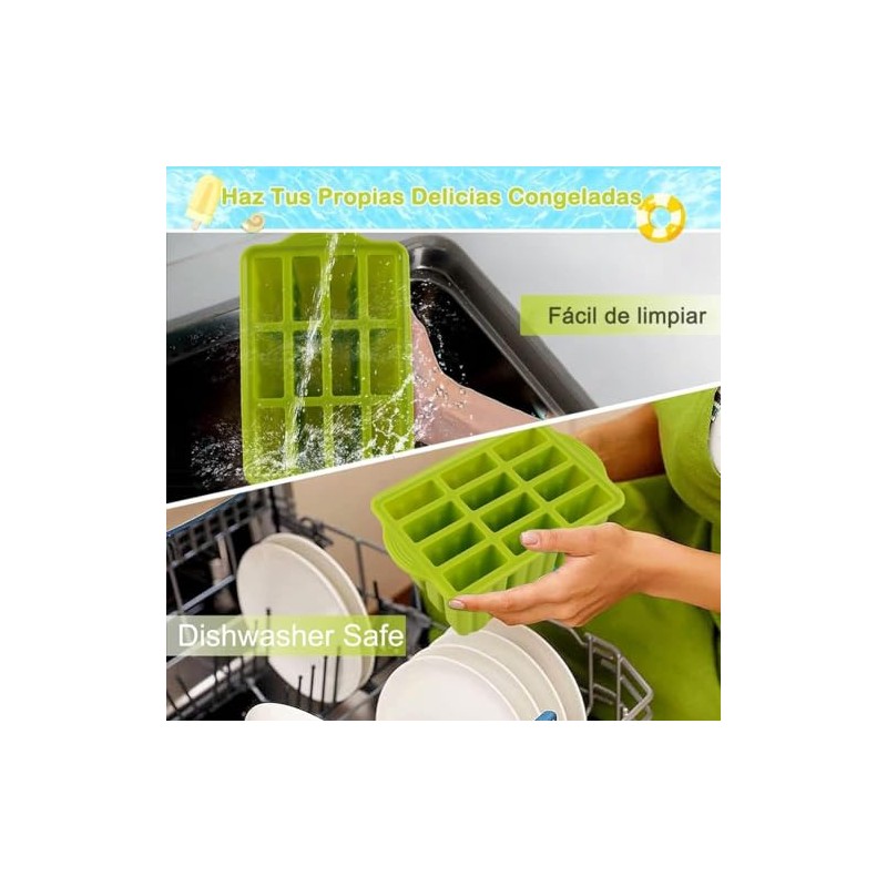 Moldes para Paletas de Hielo Silicona 12 Cavidades, Molde de